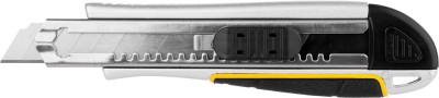 Нож JCB с сегментированным лезвием, метал обрезиненный корпус, автостоп, допфиксатор, кассета на 5 лезвий, 18мм