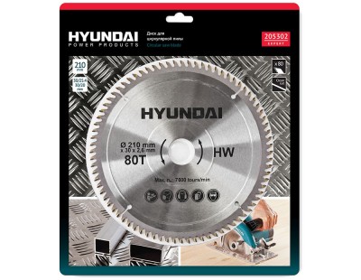 205302 Диск для циркулярных пил Hyundai цветмет D210mm 80T D30mm/20mm/25.4mm (25/50)