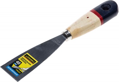 Шпательная лопатка STAYER PROFI c нержавеющим полотном, деревянная ручка, 40мм