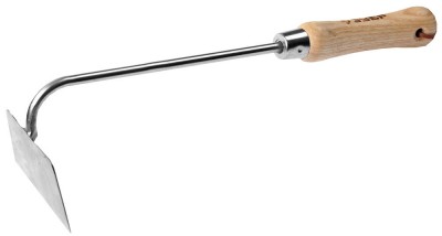 Мотыжка ЗУБР ЭКСПЕРТ трапециевидная из нержавеющей стали, деревянная ручка из ясеня, 100x65x350мм