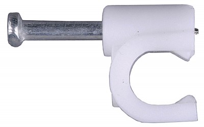 Скоба-держатель STAYER MASTER полипропиленовая, для круглого кабеля, с оцинкованным гвоздем, 6 мм, 100 шт
