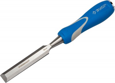 Стамеска ЗУБР ЭКСПЕРТ с ударопрочной двухкомпонетной ручкой и стальным затыльником для ударных работ, 20мм