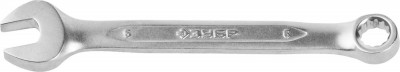 Ключ ЗУБР ПРОФИ гаечный комбинированный, Cr-V сталь, хромированный, 6мм